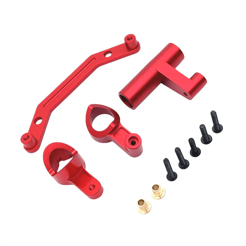 Makerfire MJX Hyper Go 1/7 7303 RC Car Full Metal Upgrade Parts Kit - Red / Front Steering Assembly