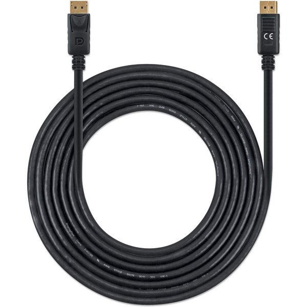 Manhattan DisplayPort 1.4 Cable, 8K@60hz, 3m, Suitable for ALL 8K, 4K & 1080p/HD uses - when upgrading now or have it ready for when you need it, PVC Cable, Male to Male, With Latches, Fully Shielded, Black, Lifetime Warranty, Equivalent to DP14MM3M