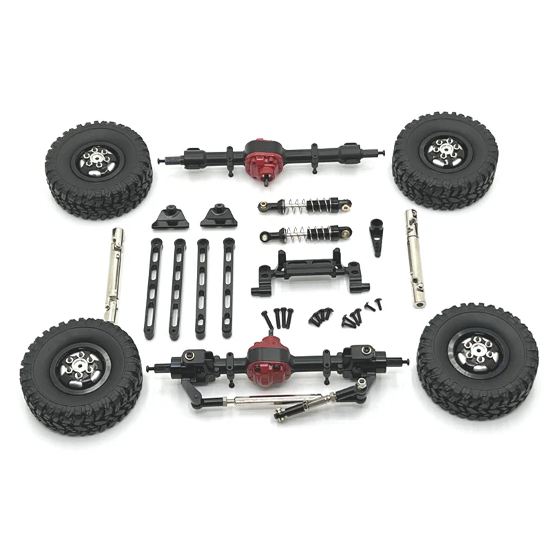 Makerfire WPL 1/16 C64 Metal Upgrade Kit - Pedals, Rims, Tie Rods, Shock Mounts, Servo Bracket - Black