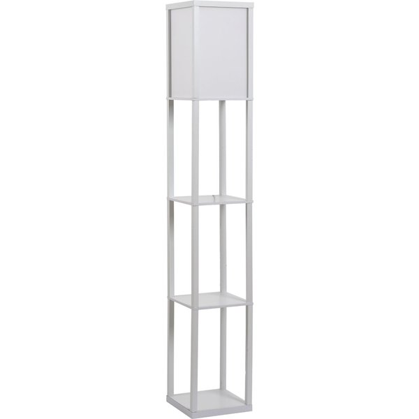 HOMCOM Stehleuchte elegante Stehlampe mit 3 Regalen E27 bis 40W für Wohn und Schlafzimmer E1 MDF Acryl Weiß 26x26x160cm   Aosom.de
