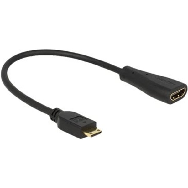 Delock HDMI Anschlusskabel HDMI-Mini-C Stecker, HDMI-A Buchse 0.23 m Schwarz 65650 vergoldete Steckkontakte HDMI-Kabel