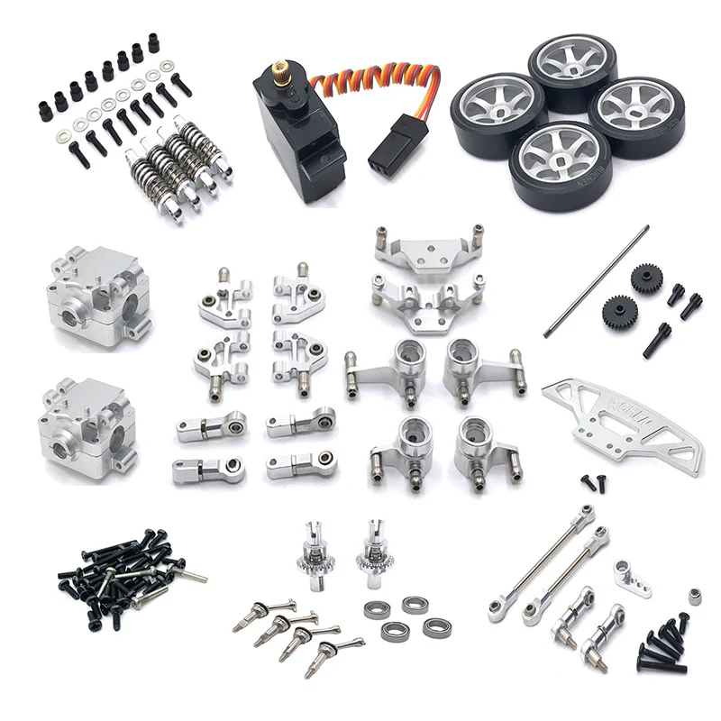 Makerfire WLtoys 1/28 284131 K969/K979/K989/K999 RC Car Metal Upgrade Parts Kit - Silver