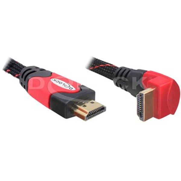 Delock HDMI Anschlusskabel HDMI-A Stecker 3 m Schwarz, Rot 82687 Rund, 4K UHD, verdrillt, vergoldete Steckkontakte HDMI-Kabel