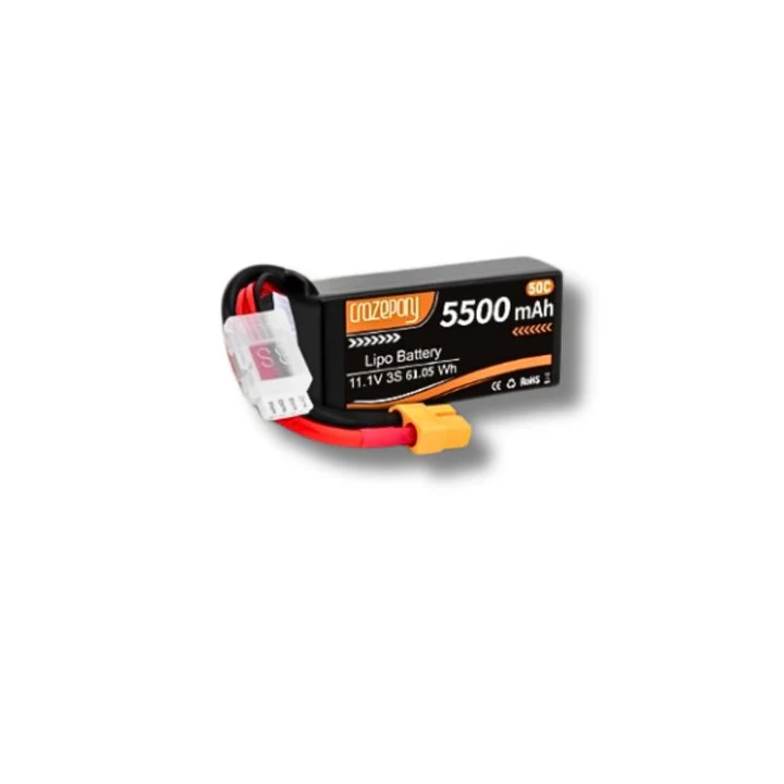 Crazepony 3S/4S 11.1V/14.8V 5500mAh 50C LiPo Battery with XT60 Plug for RC Cars - 1 PCS / 3S 11.1V - XT60 / US Only