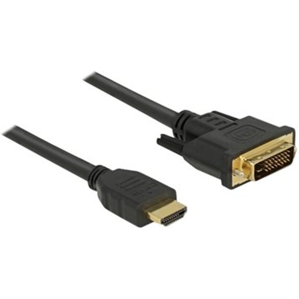 Delock HDMI / DVI Anschlusskabel HDMI-A Stecker, DVI-D 24+1pol. Stecker 5 m Schwarz 85656 dreifach geschirmt, vergoldete Steckkontakte HDMI-Kabel