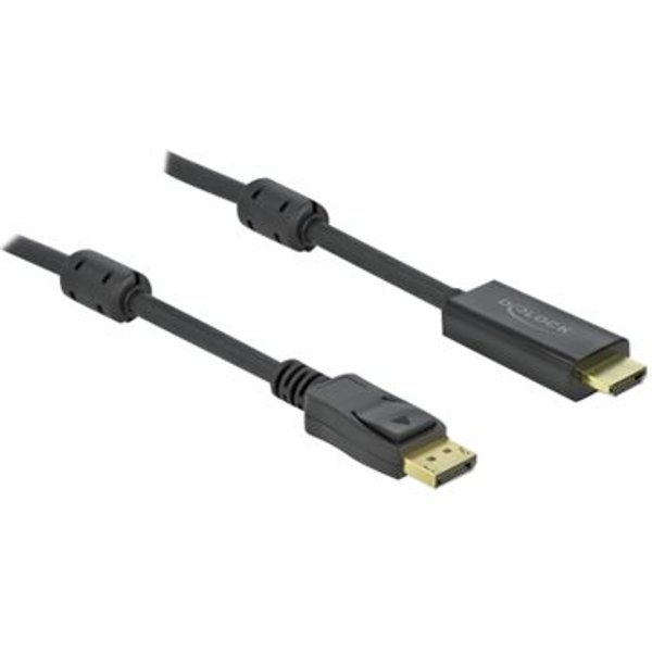 Delock DisplayPort / HDMI Anschlusskabel DisplayPort Stecker, HDMI-A Stecker 1 m Schwarz 85955 vergoldete Steckkontakte, 4K UHD DisplayPort-Kabel