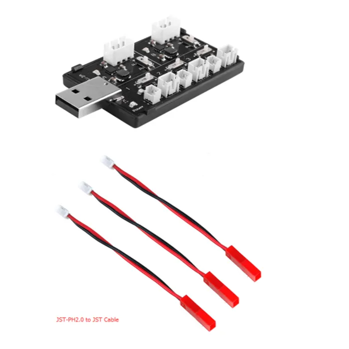 Makerfire U5 1-2S LiPo Battery USB Charger 5 Channel 1S 2S LiHV Charger with JST-PH 2.0 to JST Cable