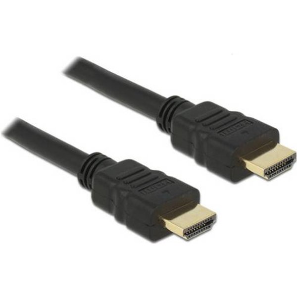 Delock HDMI Anschlusskabel HDMI-A Stecker 1 m Schwarz 84752 vergoldete Steckkontakte, 4K UHD, doppelt geschirmt, verdrillt HDMI-Kabel