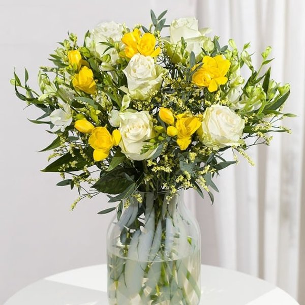 Bunches Summer Roses and Freesias