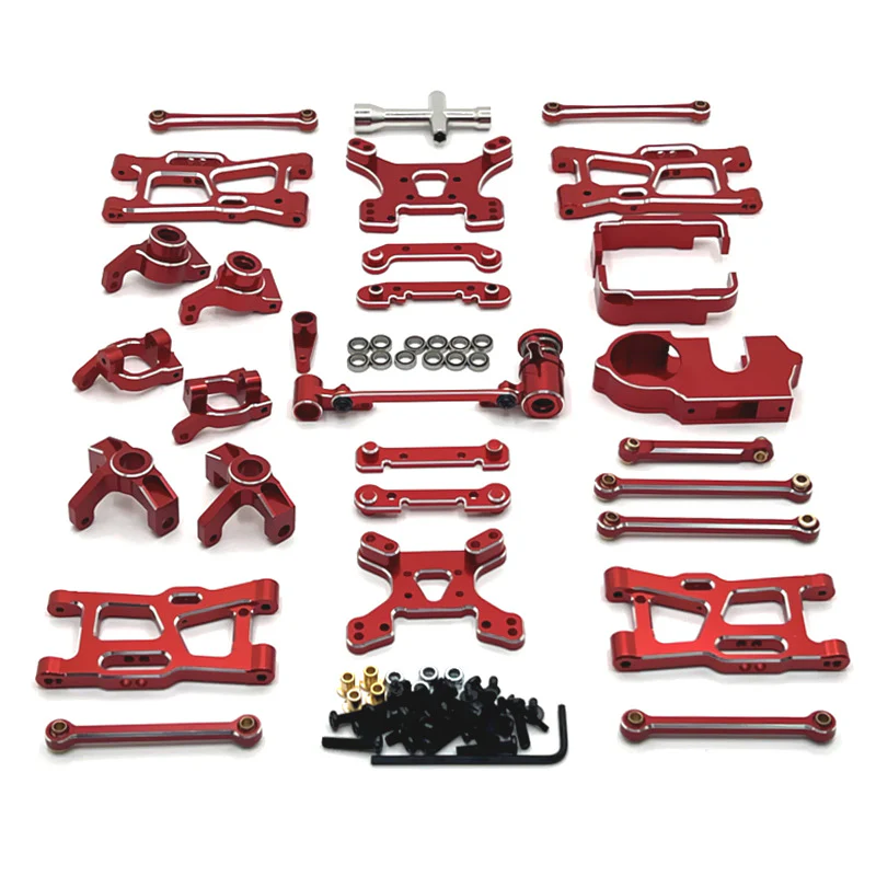 Makerfire WLtoys & Relalo 1/14 & 1/12 RC Car Metal Upgrade Kit with Silver Trim - Red