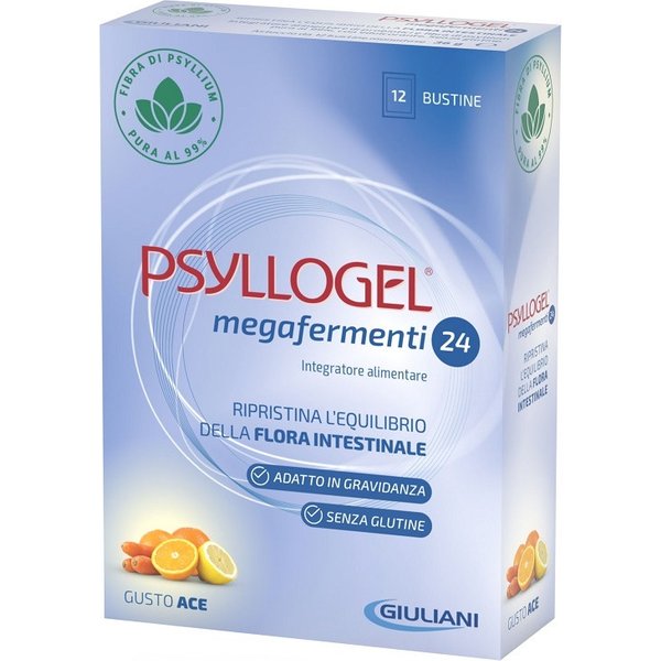 Psyllogel megafermenti 24 per l'equilibrio della flora intestinale durante la fase acuta 12 bustine