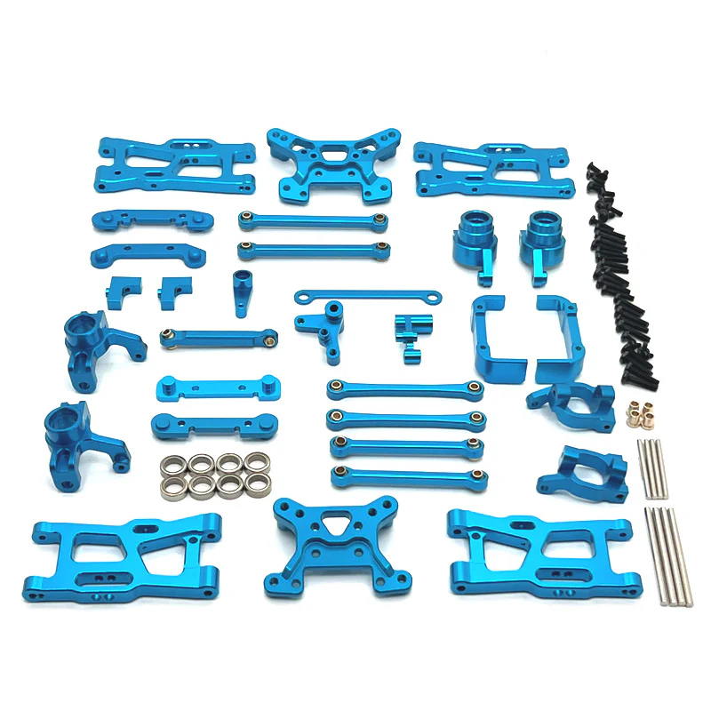Makerfire WLtoys 144016/144018 RC Car Parts - Metal Upgrade Kit with Arms, Links, and Steering Cups - Sky Blue