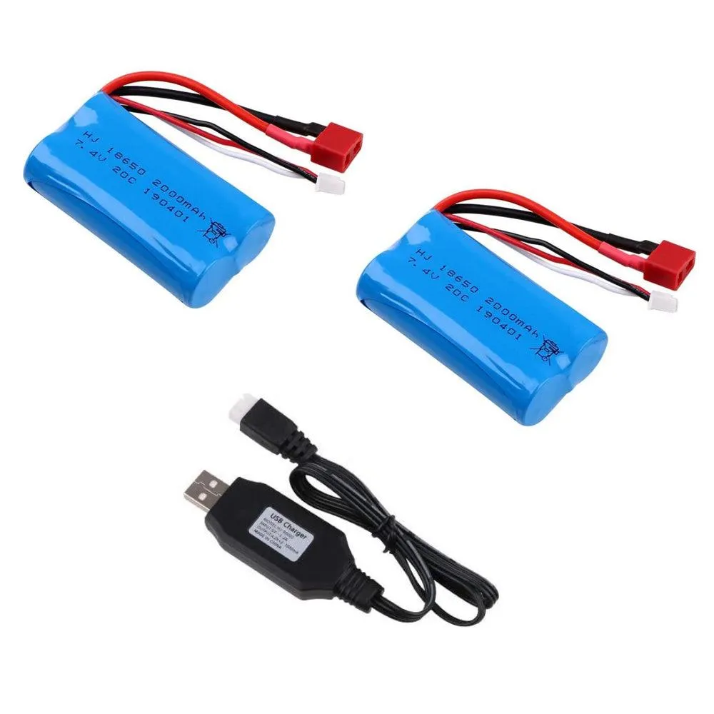 Makerfire 2S 2000mAh Li-ion Battery 7.4V 20C T Plug Female Connector Rechargeable Battery