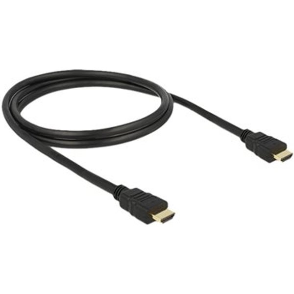 Delock HDMI Anschlusskabel HDMI-A Stecker 1 m Schwarz 84752 vergoldete Steckkontakte, 4K UHD, doppelt geschirmt, verdrillt HDMI-Kabel