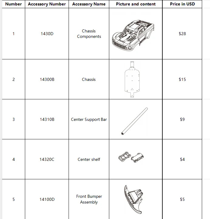 MJX Hyper Go 14211 RC Car Original Full Spare Parts Set