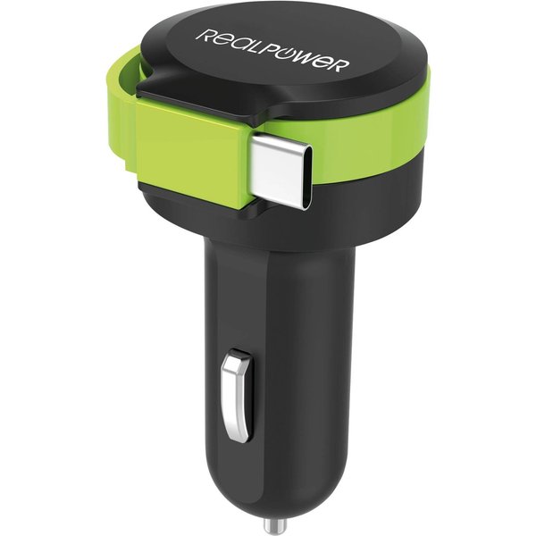 RealPower KFZ-Ladegerät Charger C 2400mA   1xUSB 1xUSB-C