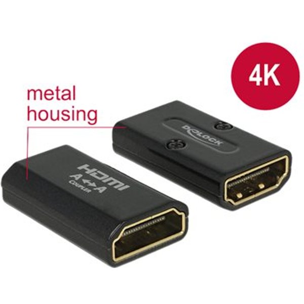 Delock 65659 HDMI Adapter [1x HDMI-Buchse - 1x HDMI-Buchse] Schwarz 0 mm