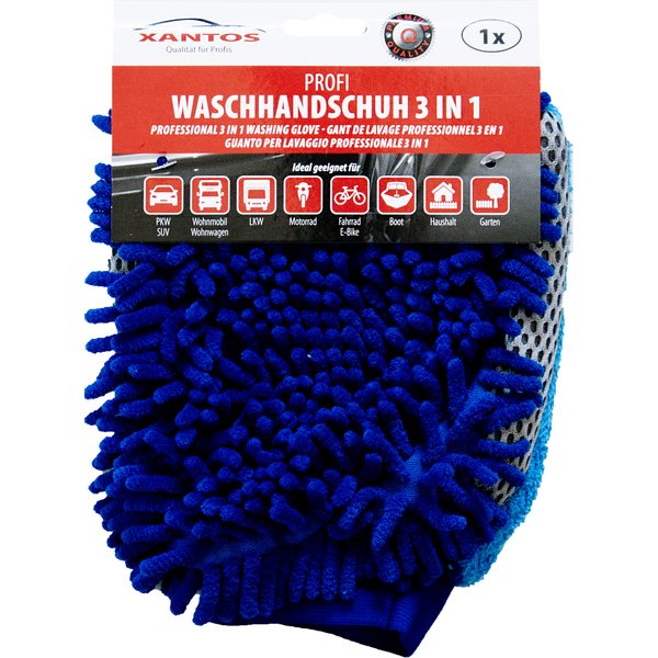 XANTOS Chenille-Waschhandschuh 3in1
