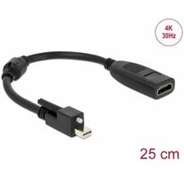Delock Adapter mini Displayport 1.2 male with screw > HDMI female 4K Active black