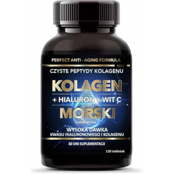 Wsparcie Włosów, Skóry, Paznokci Kompleks Intenson Kolagen Morski + Wit C + Hialuron 120tab