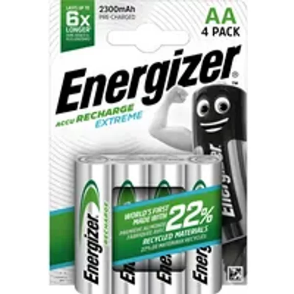 Hipeon Energizer AA 2300mAh Recharge Extreme Rechargable NiMH Batteries - Pack of 4